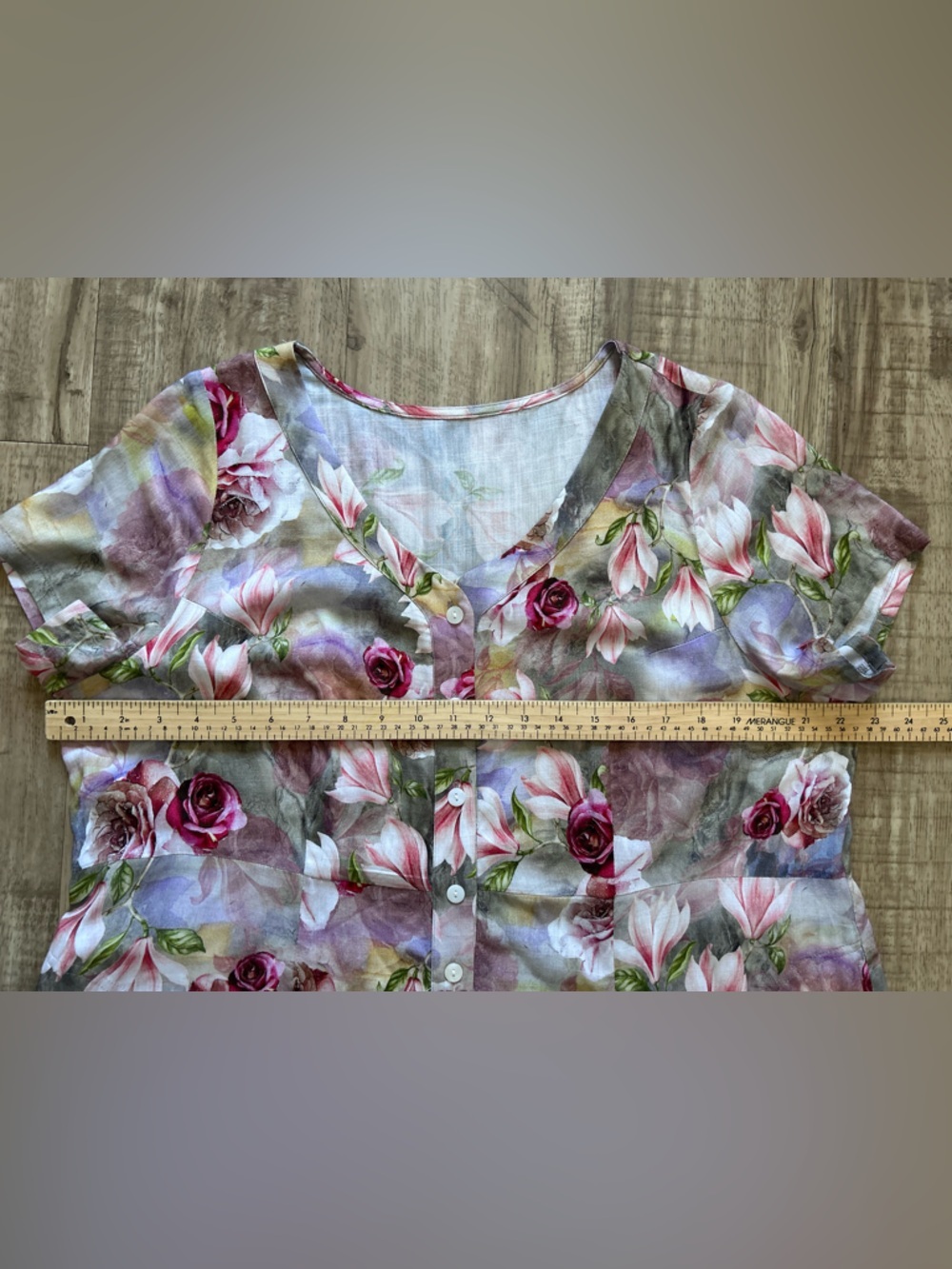 Blue Sky Morgan midi Dress Norwich Linen Bamboo pretty Floral watercolor flowers - Picture 11 of 13